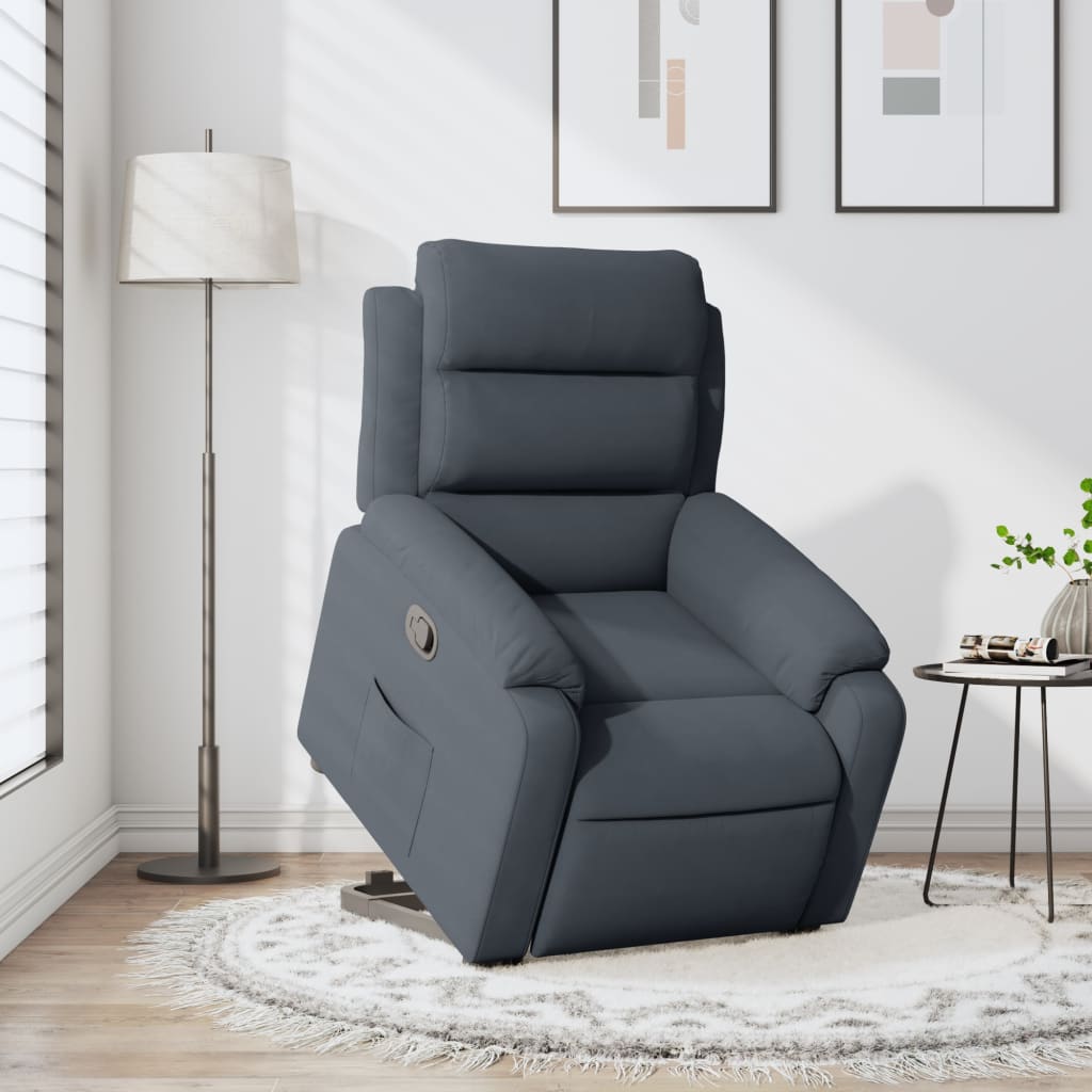 Relaxsessel mit Aufstehhilfe Dunkelgrau Samt