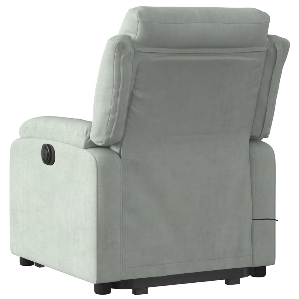 Fauteuil de massage avec aide à la verticalisation en velours gris clair