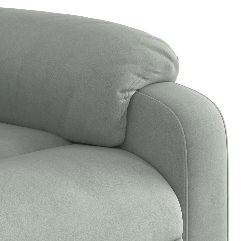Fauteuil de massage avec aide à la verticalisation en velours gris clair
