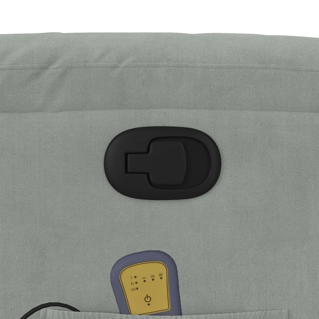 Fauteuil de massage avec aide à la verticalisation en velours gris clair