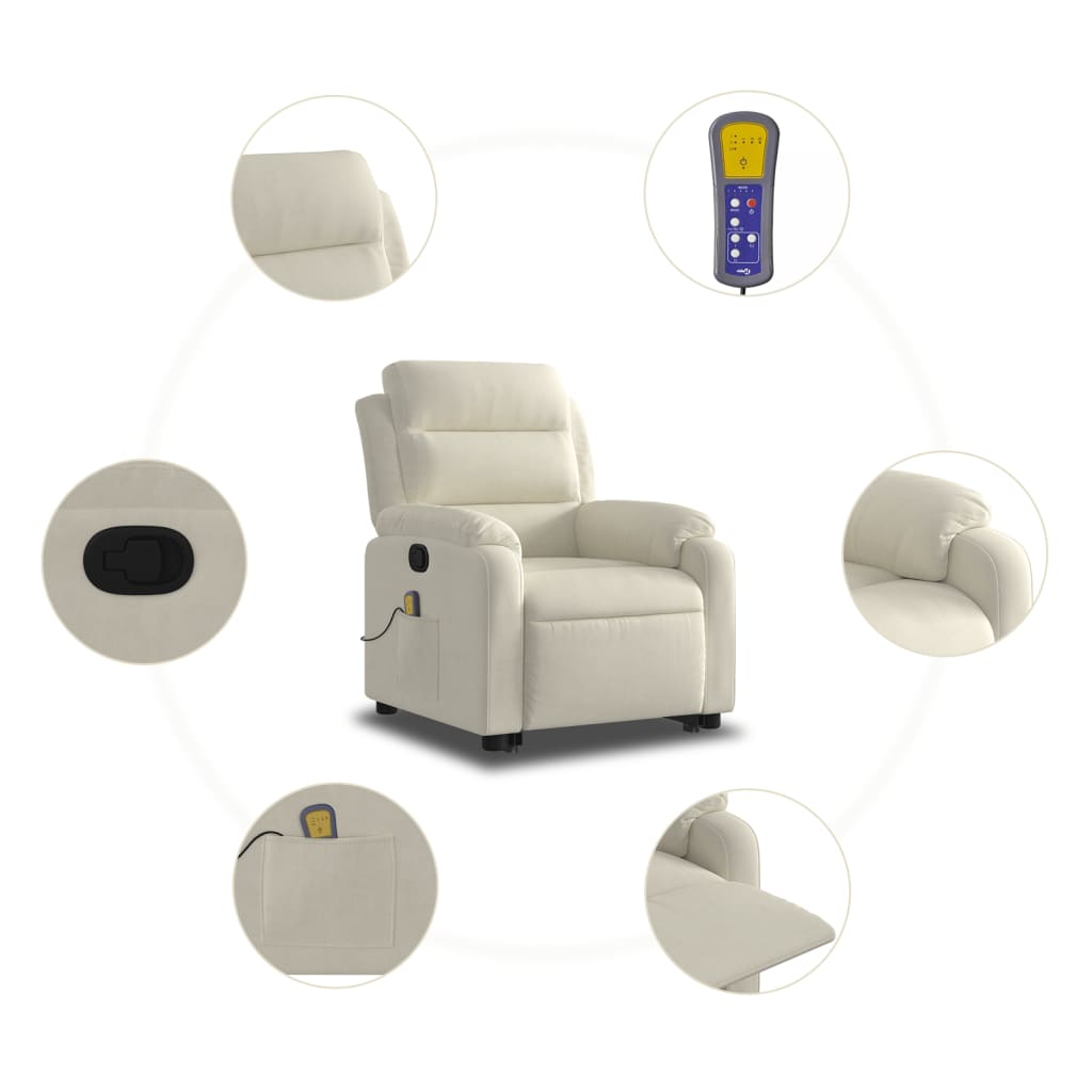 Massagesessel mit Aufstehhilfe Creme Samt