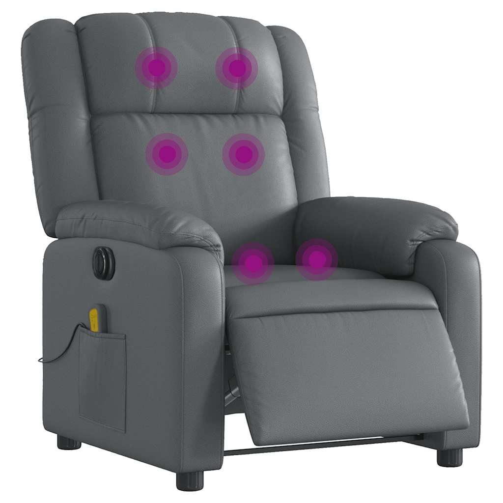 Fauteuil de massage électrique en similicuir gris