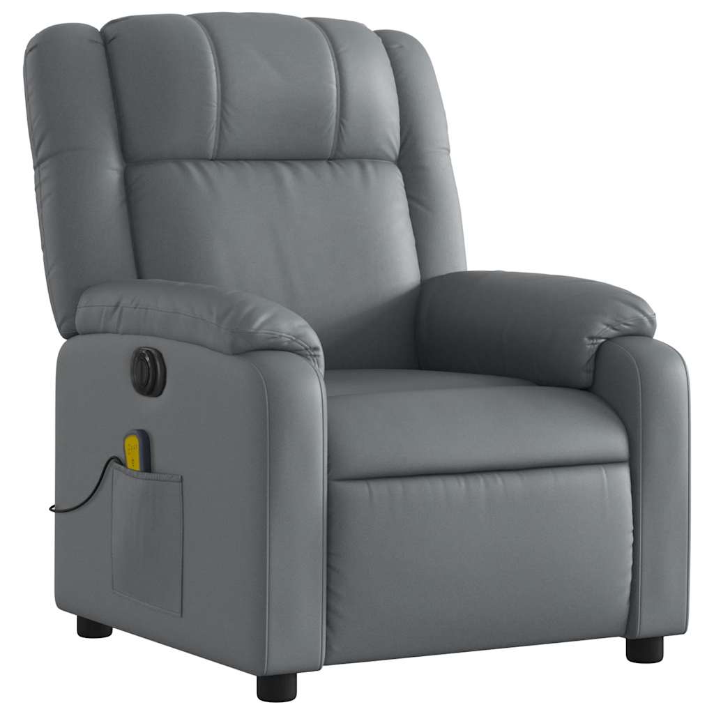 Fauteuil de massage électrique en similicuir gris