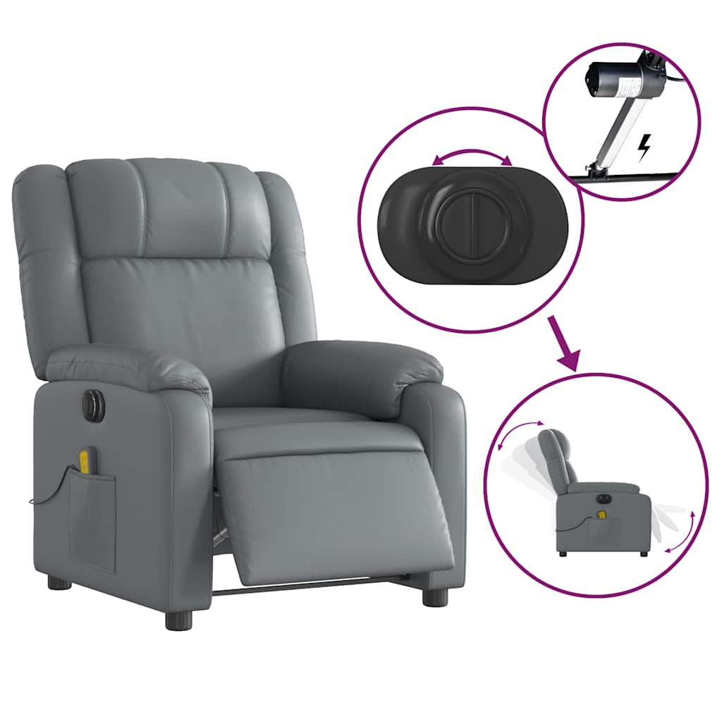 Fauteuil de massage électrique en similicuir gris
