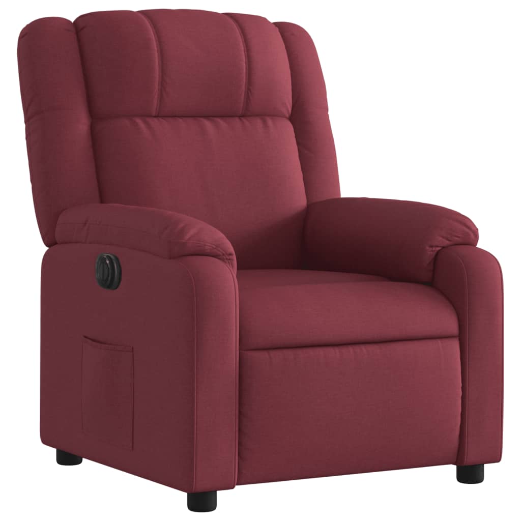 Electric recliner chair wine red fabric