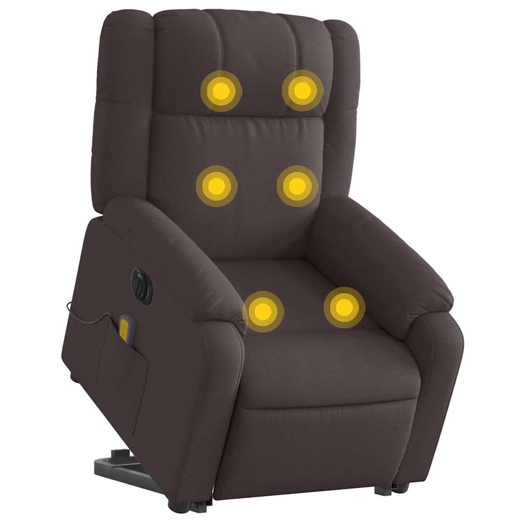 Elektrischer Massagesessel mit Aufstehhilfe Dunkelbraun Stoff