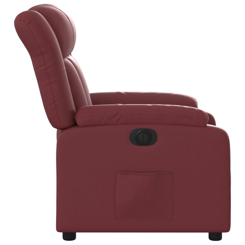 Electric recliner chair wine red artificial leather