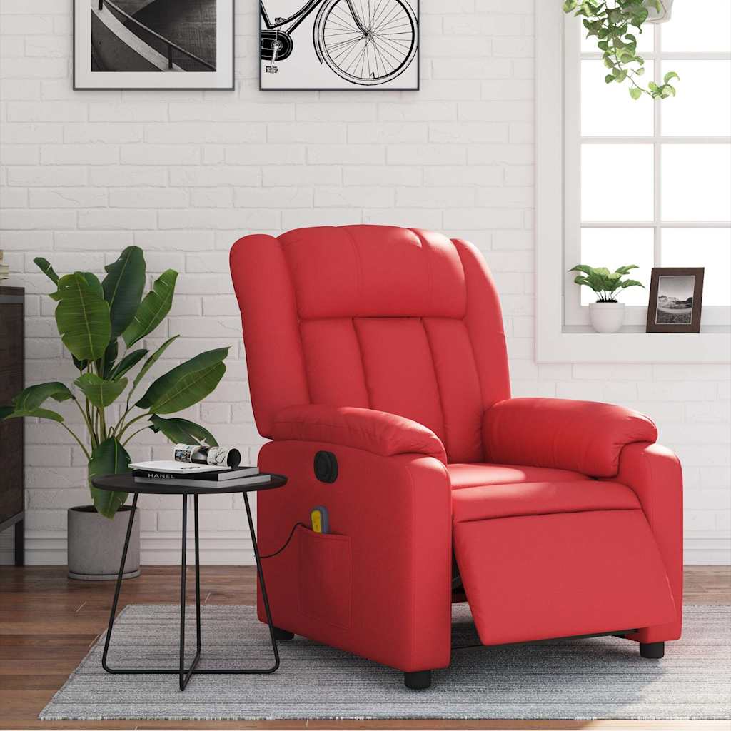 Massagesessel Elektrisch Rot Kunstleder