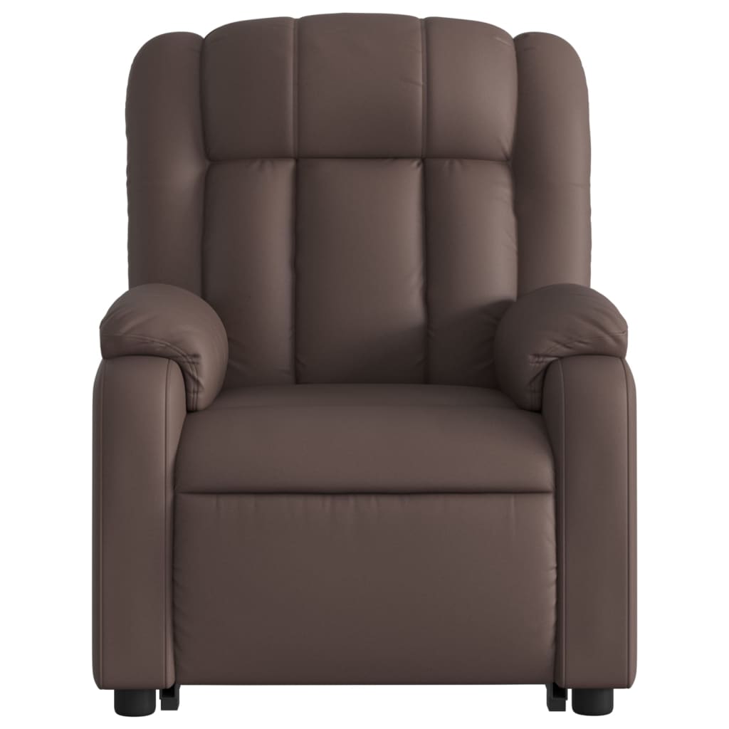 Fauteuil inclinable avec releveur électrique, simili cuir marron
