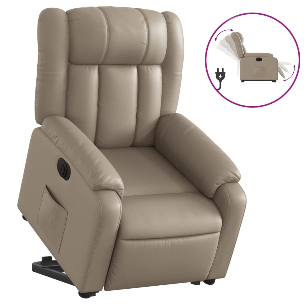 Relaxing chair with electric riser, cappuccino, artificial leather