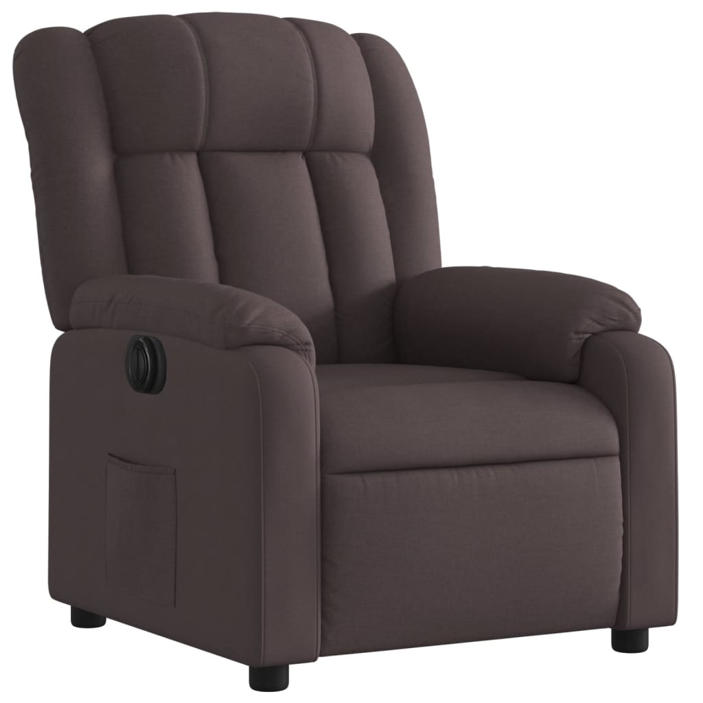 Fauteuil inclinable électrique en tissu marron foncé