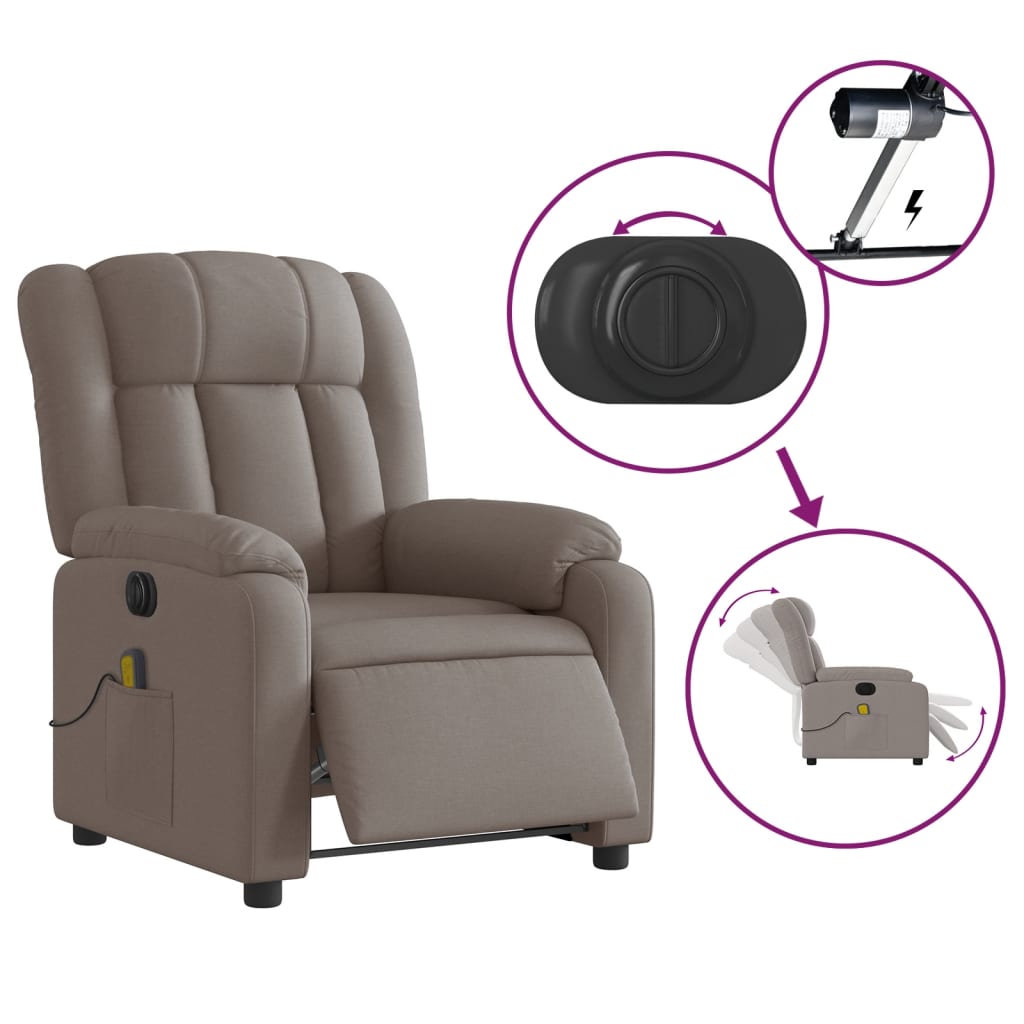 Electric massage chair in taupe fabric
