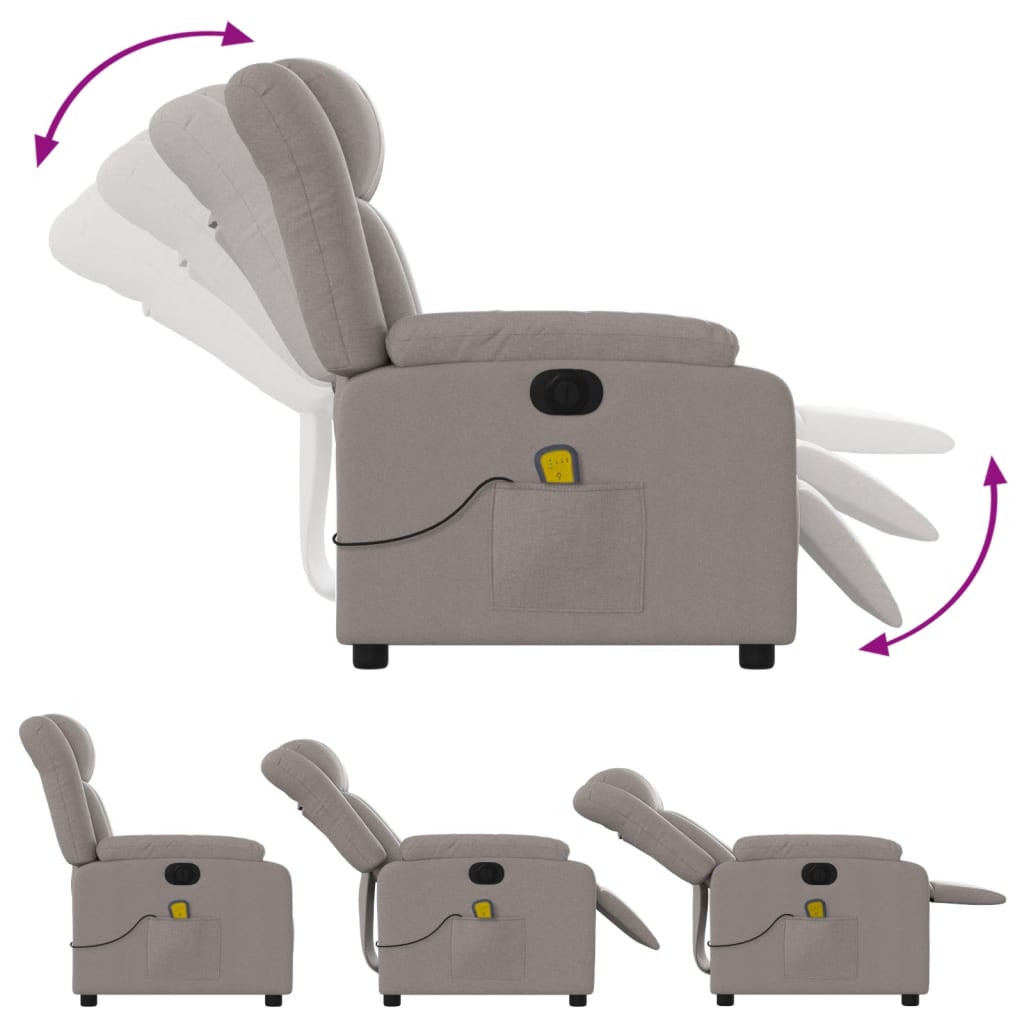 Electric massage chair in taupe fabric