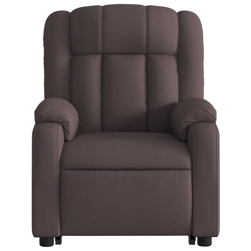 Relaxing chair with stand-up aid dark brown fabric