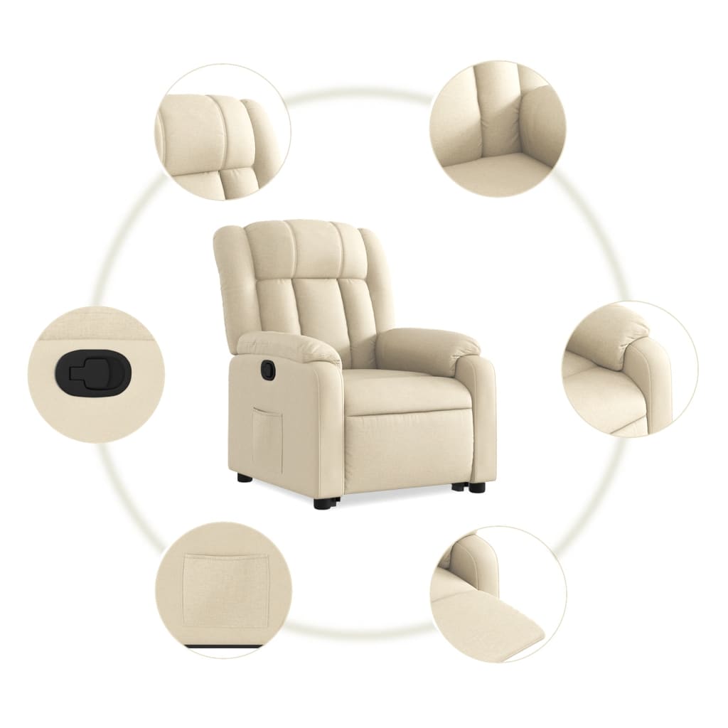 Relaxing chair with stand-up aid cream fabric