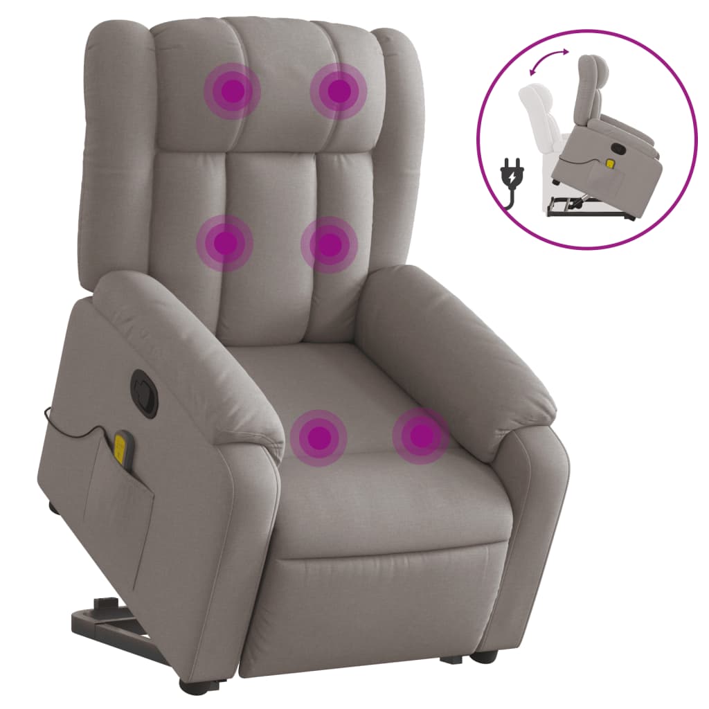 Fauteuil de massage avec aide au verticalisation en tissu taupe