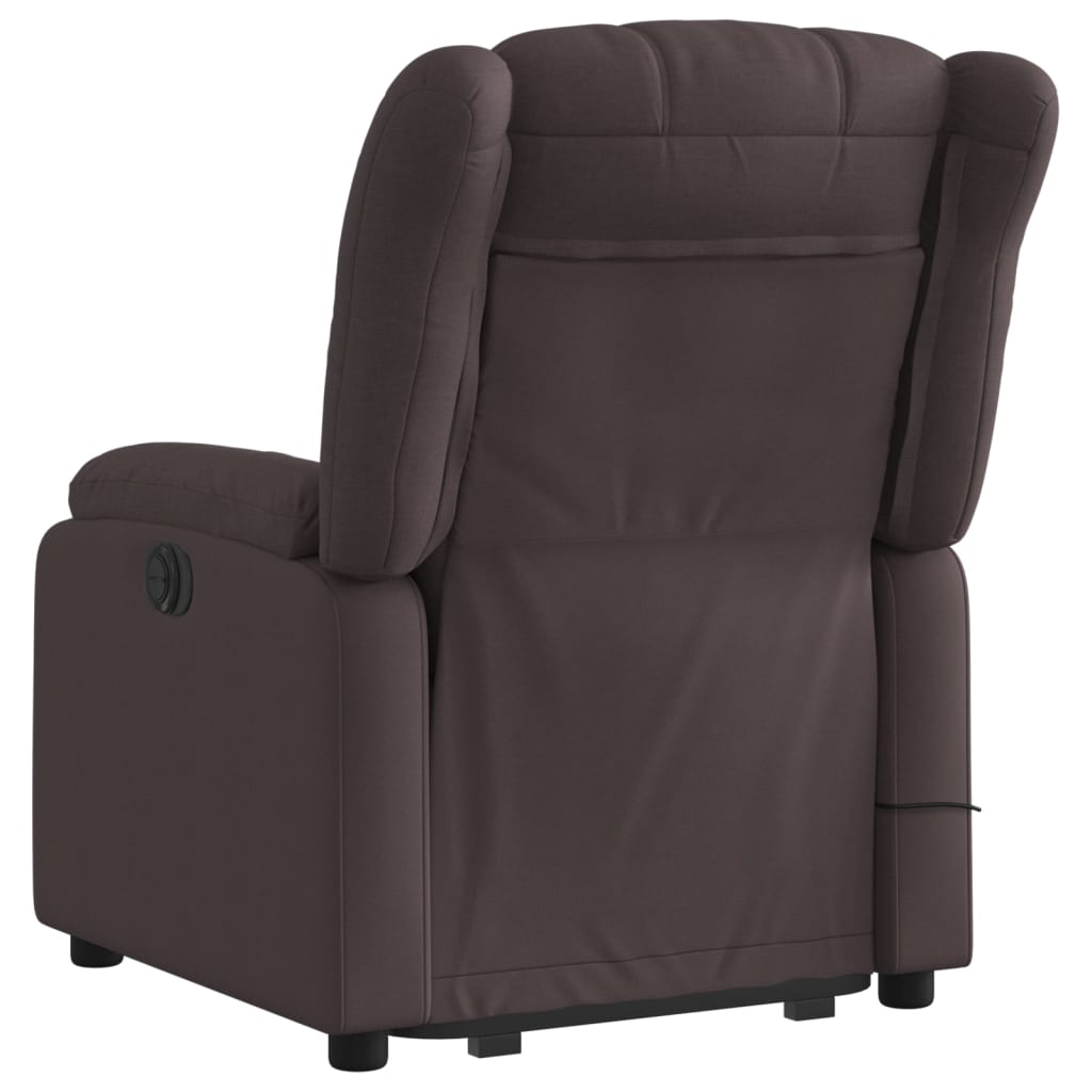 Electric massage chair with stand-up aid, dark brown fabric