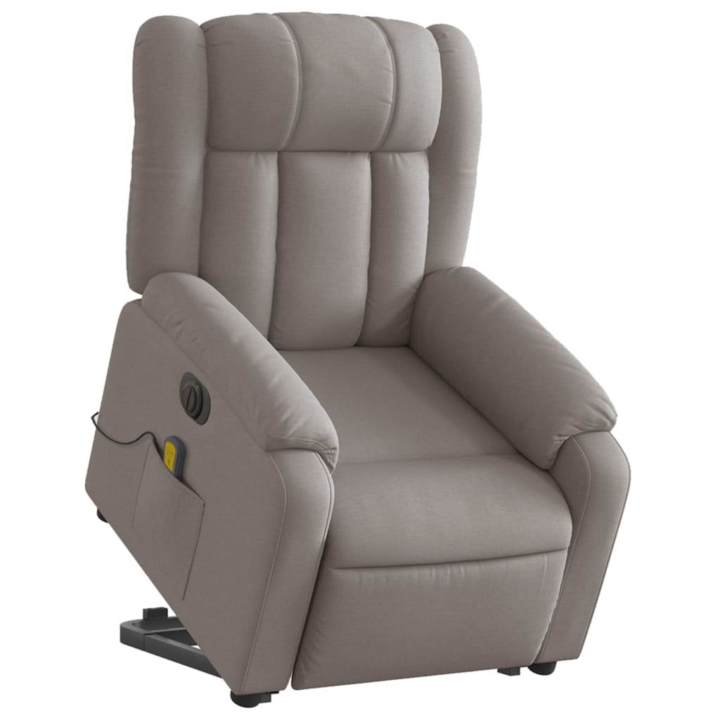 Fauteuil de massage électrique avec aide au verticalisation en tissu taupe