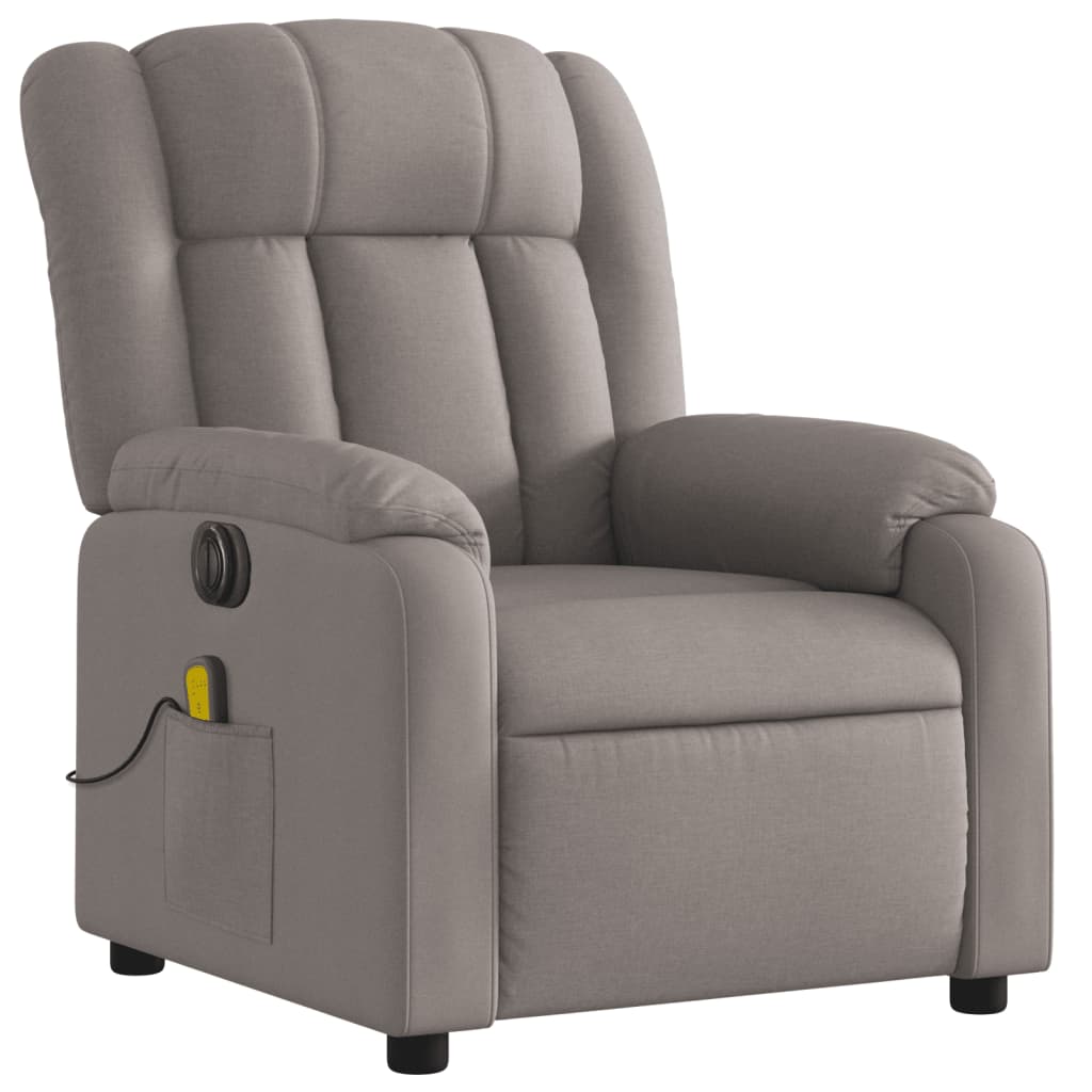 Fauteuil de massage électrique avec aide au verticalisation en tissu taupe