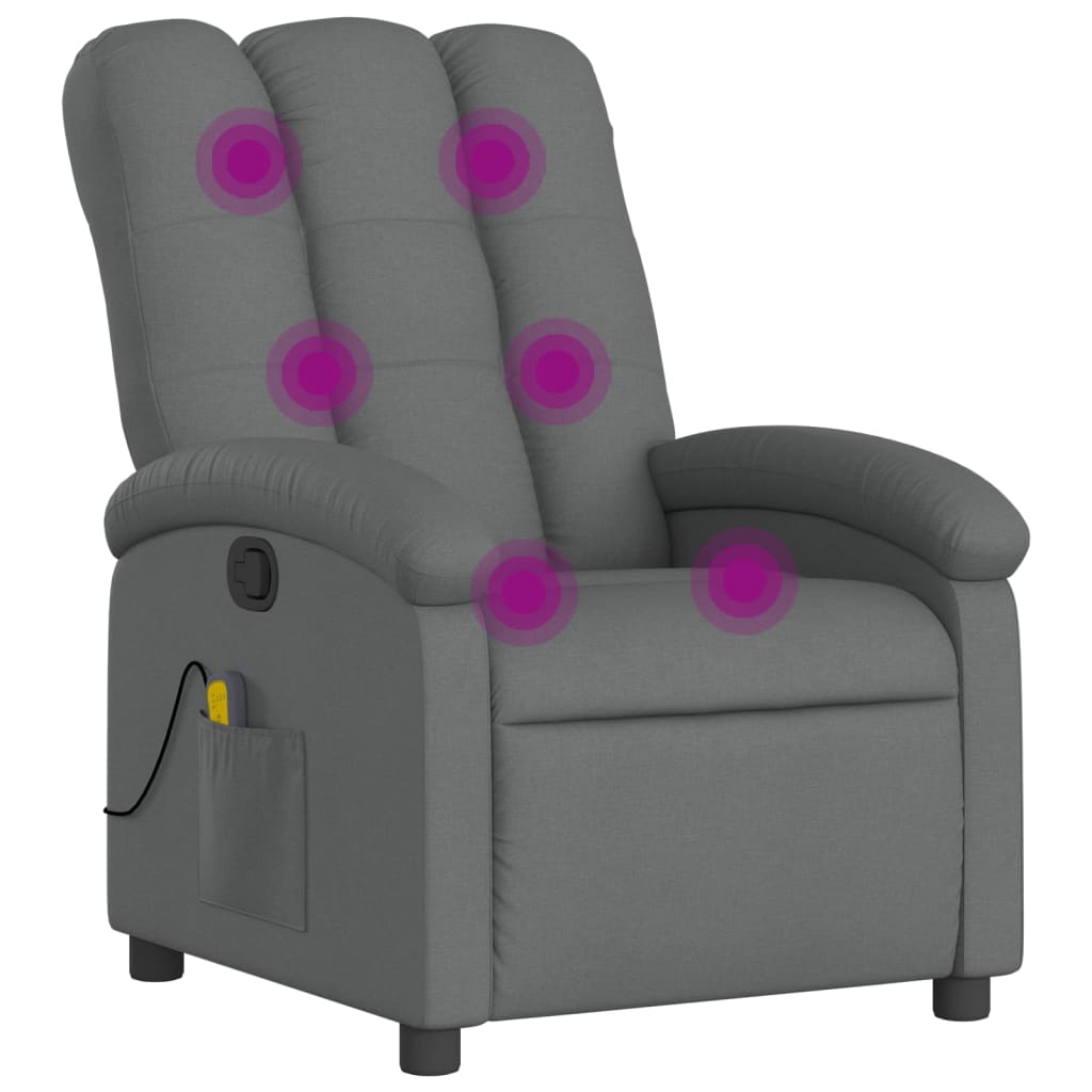 Massage-Relaxsessel, Stoff, Dunkelgrau