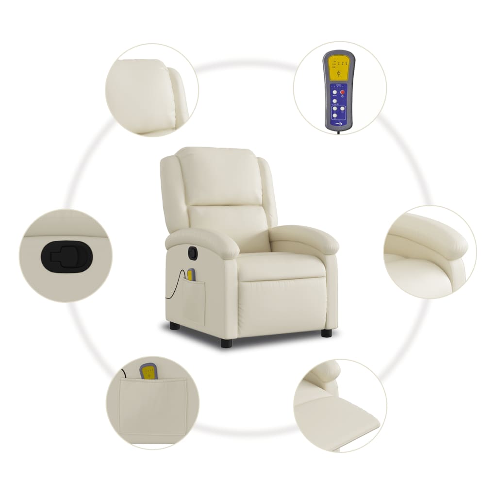 Massagesessel mit Relaxfunktion, Kunstleder, Creme
