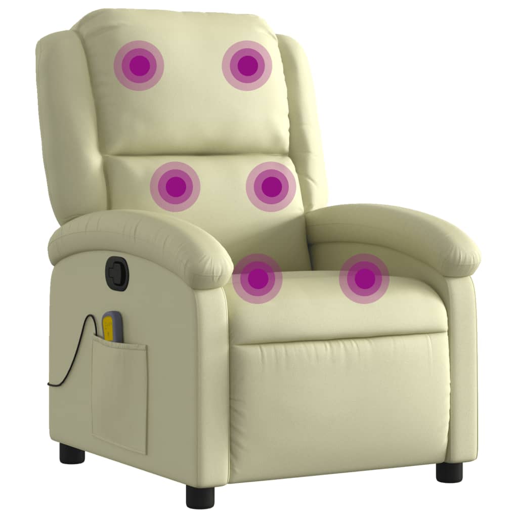 Massagesessel Relaxsessel Echtleder Creme