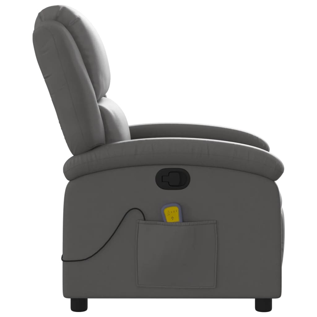 Massagesessel Relaxsessel Echtleder Grau