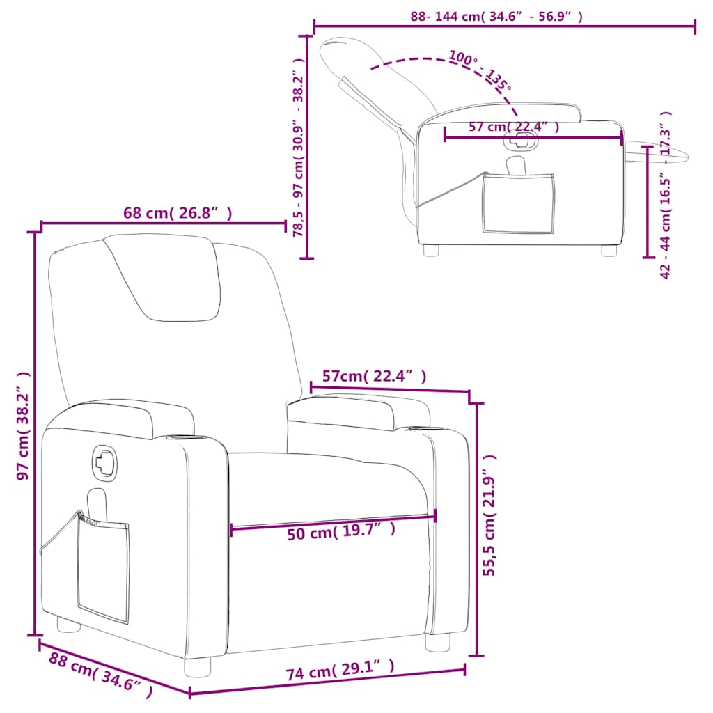Massage-Relaxsessel, Stoff, Schwarz