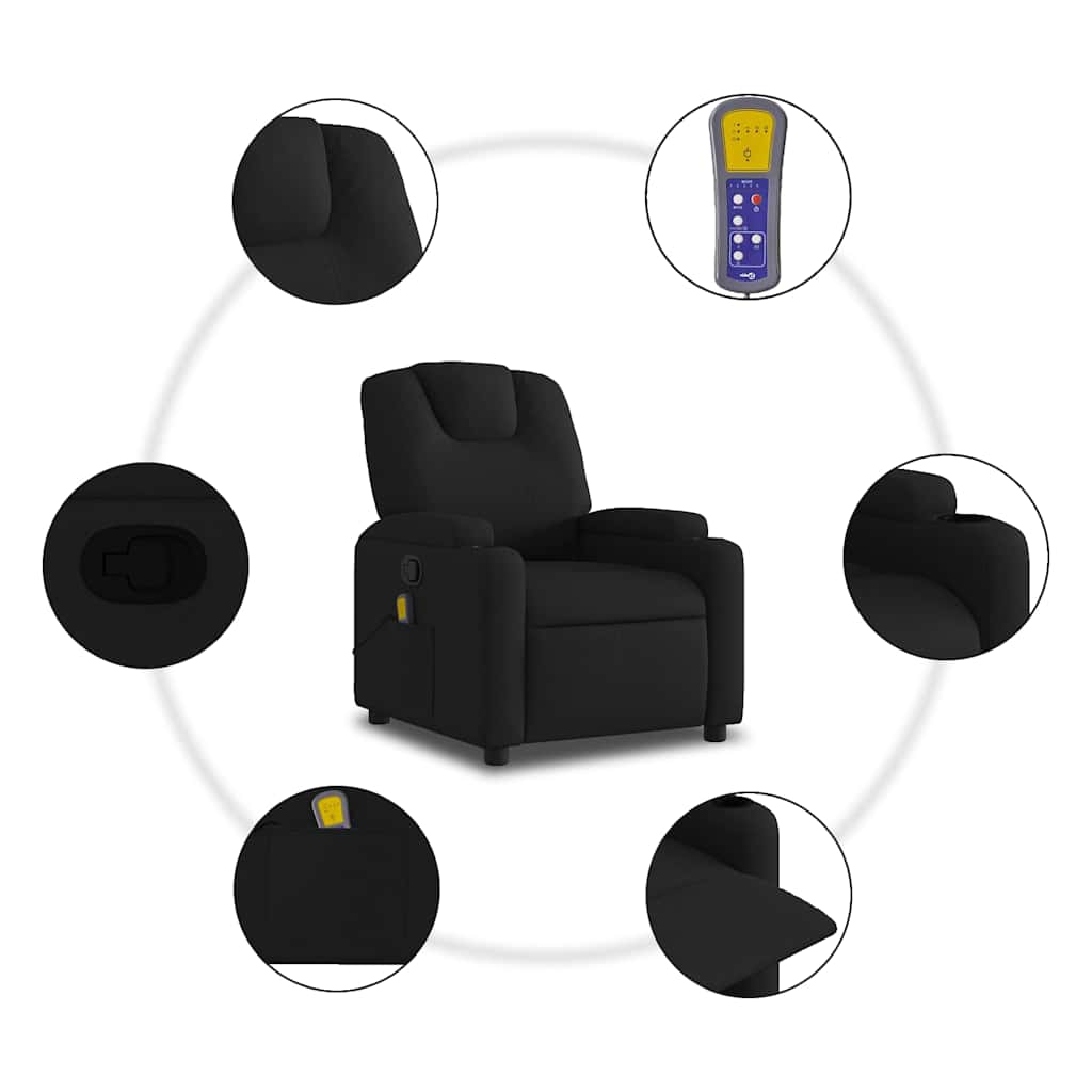 Massage-Relaxsessel, Stoff, Schwarz