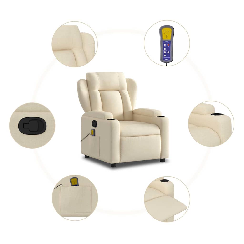 Massage-Relaxsessel, cremefarbener Stoff