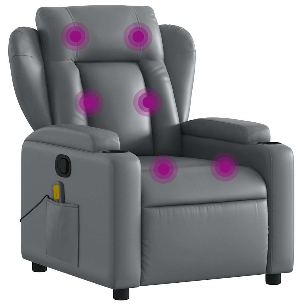 Massagesessel Relaxsessel Grau Kunstleder