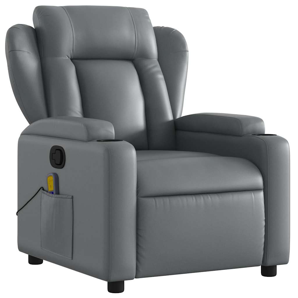Massagesessel Relaxsessel Grau Kunstleder