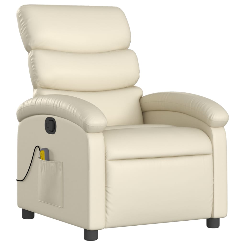 Massagesessel mit Relaxfunktion, Kunstleder, Creme