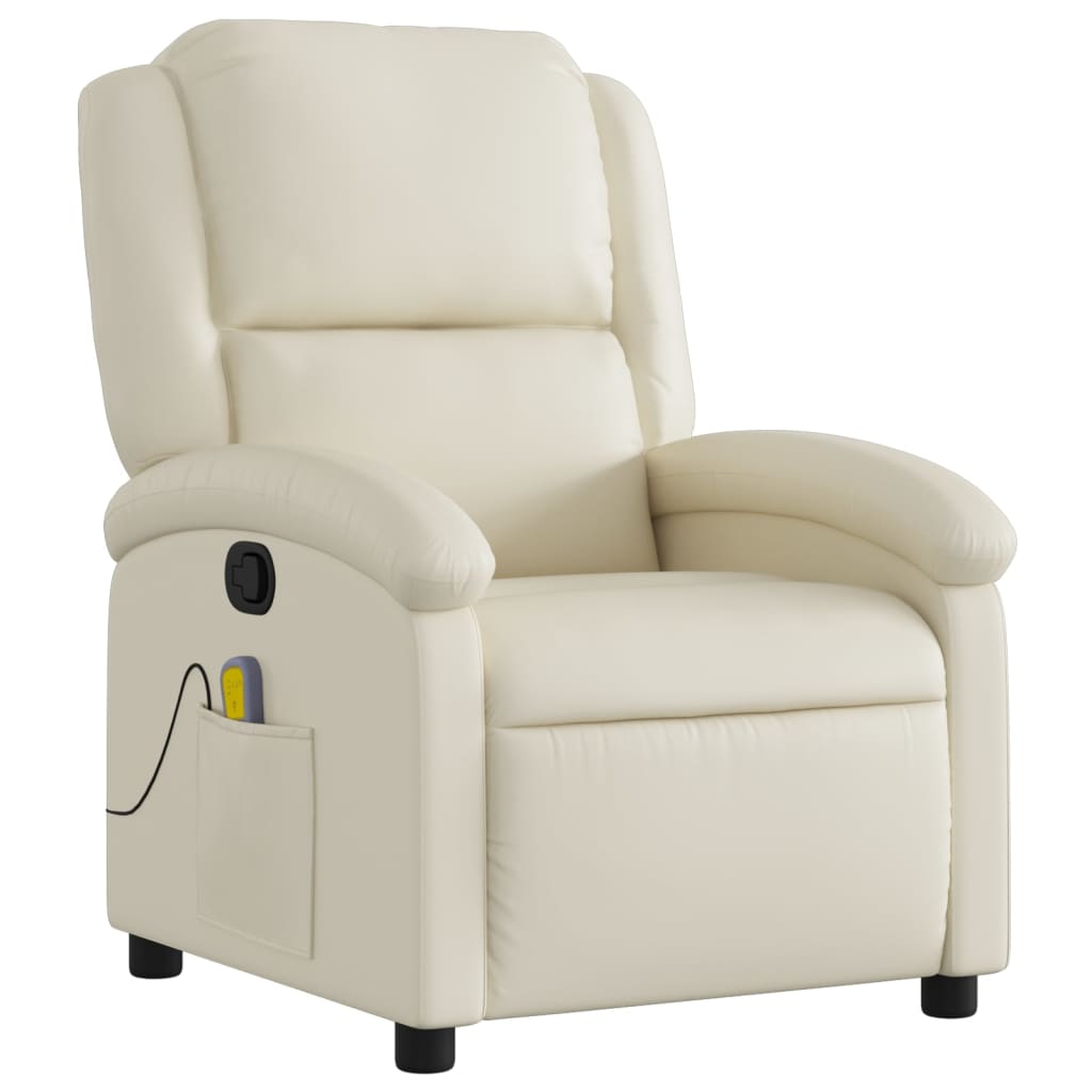 Massagesessel mit Relaxfunktion, Kunstleder, Creme