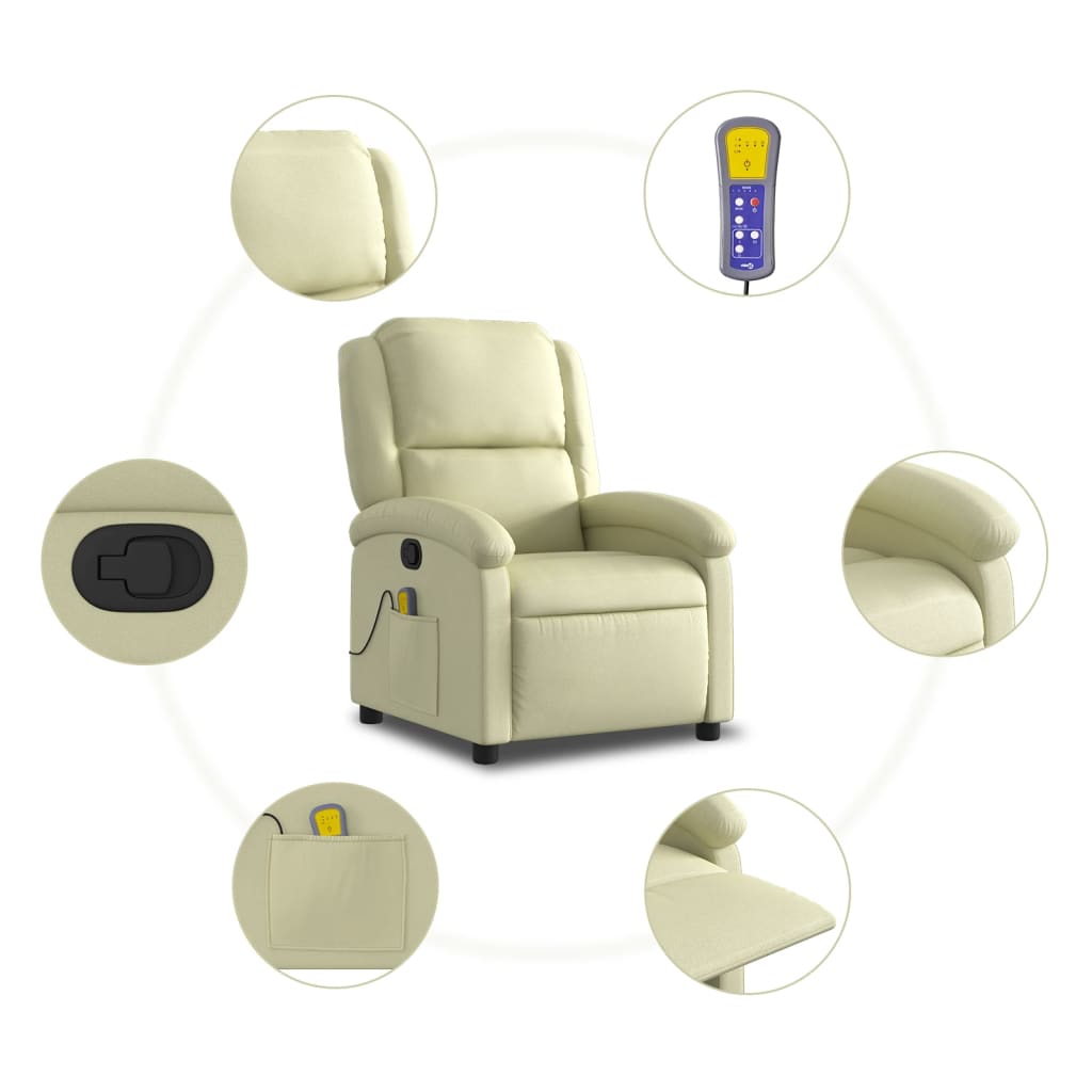 Massagesessel Relaxsessel Echtleder Creme