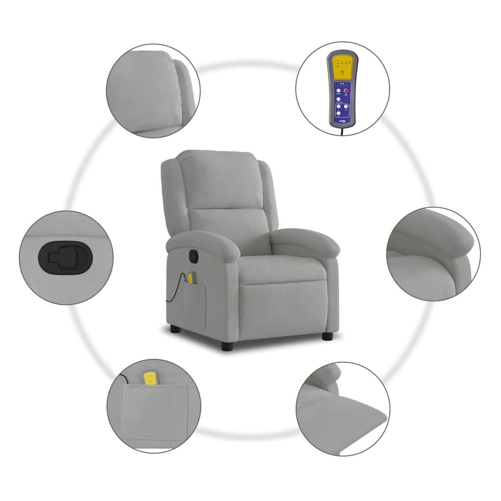 Massage-Relaxsessel, hellgrauer Samt
