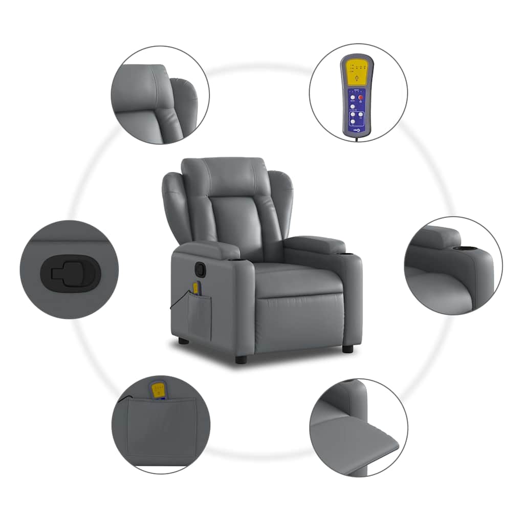 Massagesessel Relaxsessel Grau Kunstleder