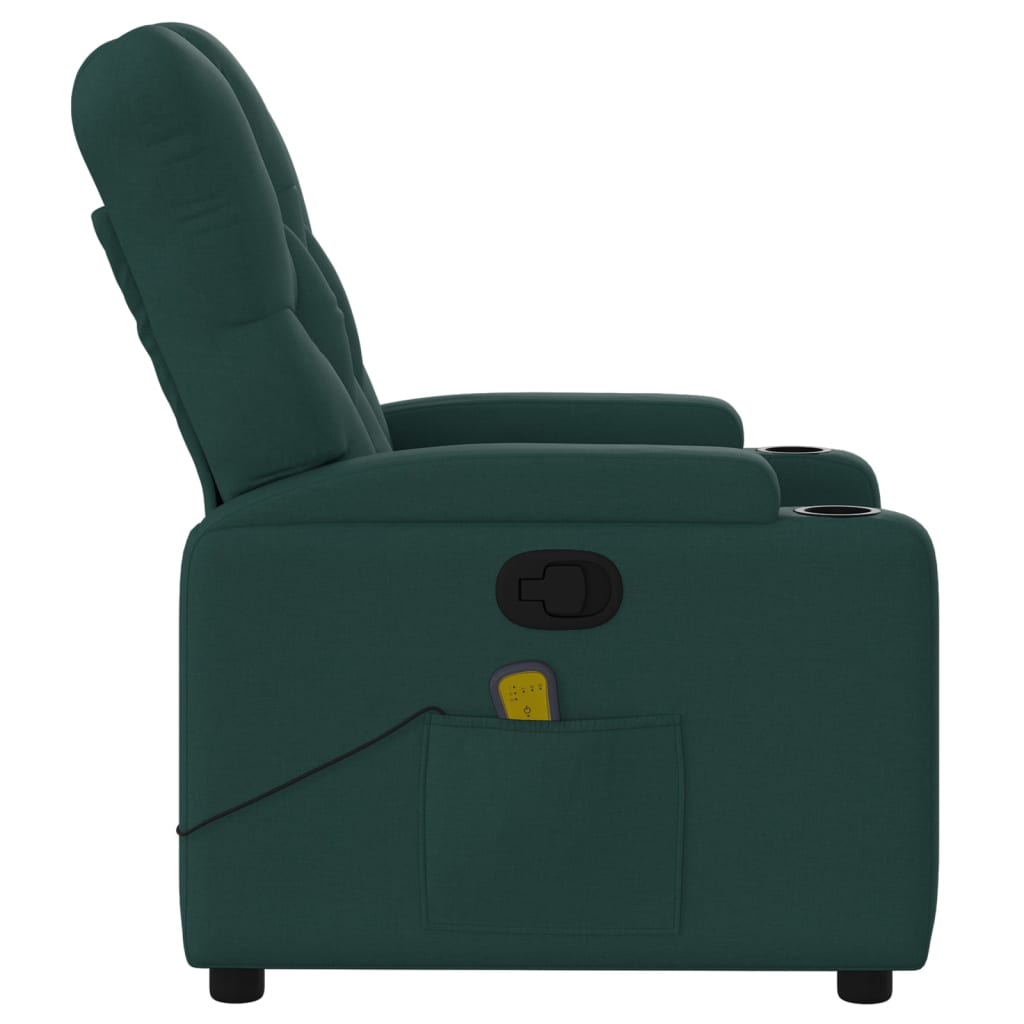 Massage-Relaxsessel, dunkelgrüner Stoff