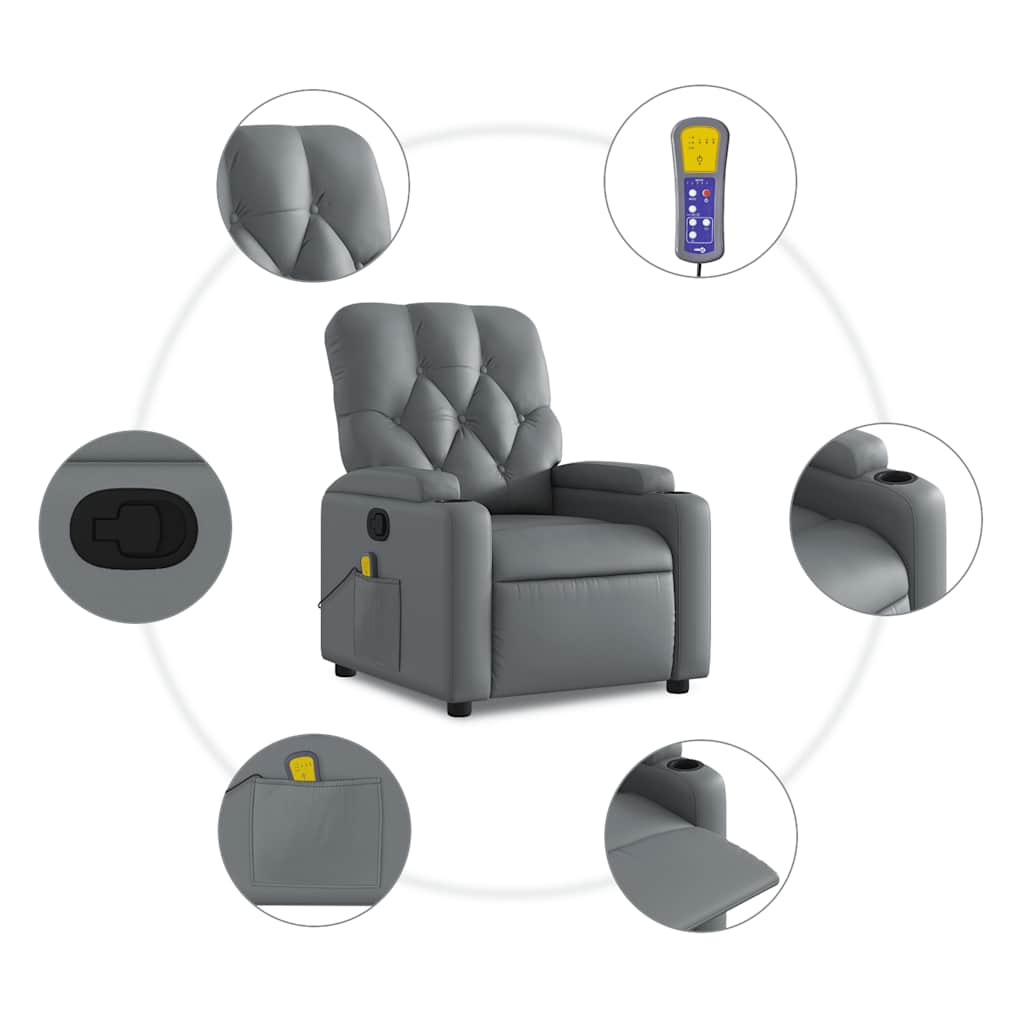 Massagesessel Relaxsessel Grau Kunstleder
