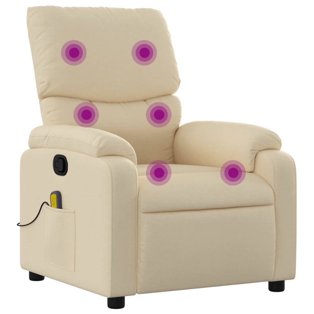 Massage-Relaxsessel, cremefarbener Stoff