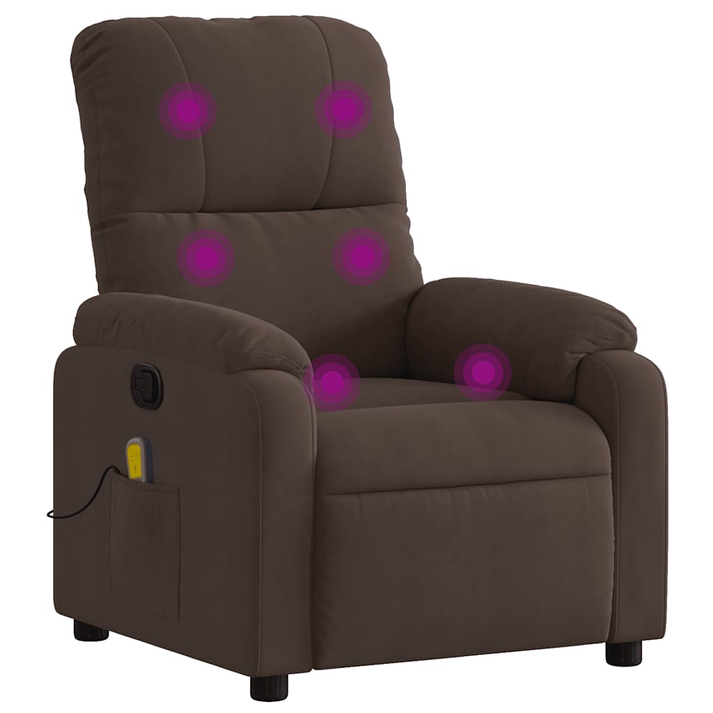 Massagesessel mit Liegefunktion, braun, Mikrofaserstoff