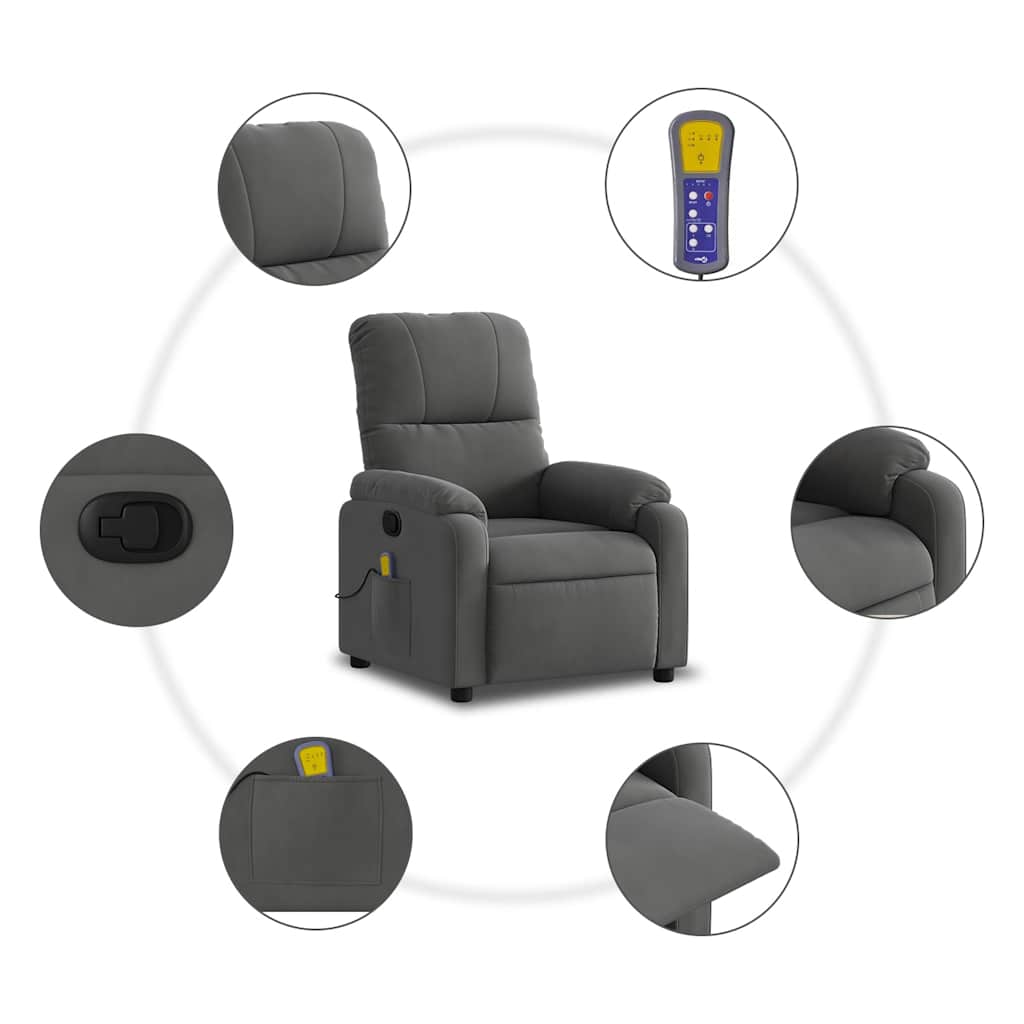 Massage-Relaxsessel, dunkelgrau, Mikrofaserstoff