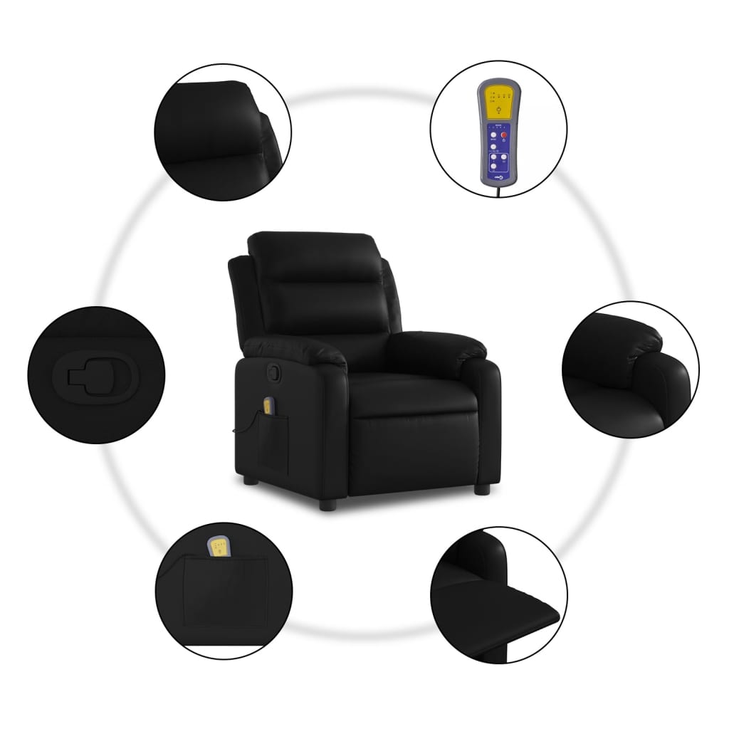 Massage-Relaxsessel, Kunstleder, Schwarz