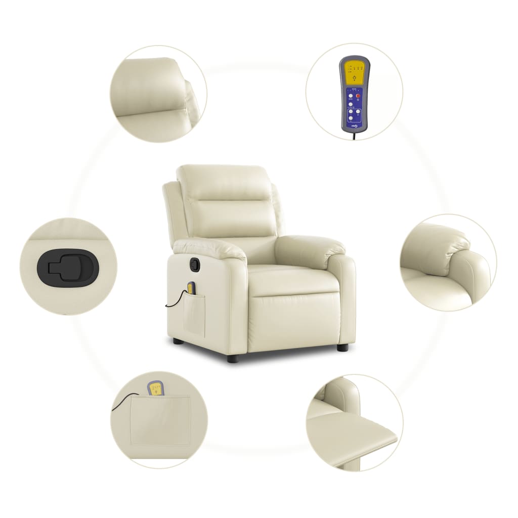 Massagesessel mit Relaxfunktion, Kunstleder, Creme