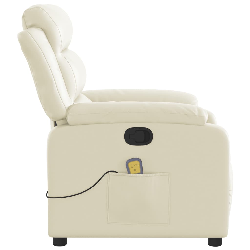 Massagesessel mit Relaxfunktion, Kunstleder, Creme