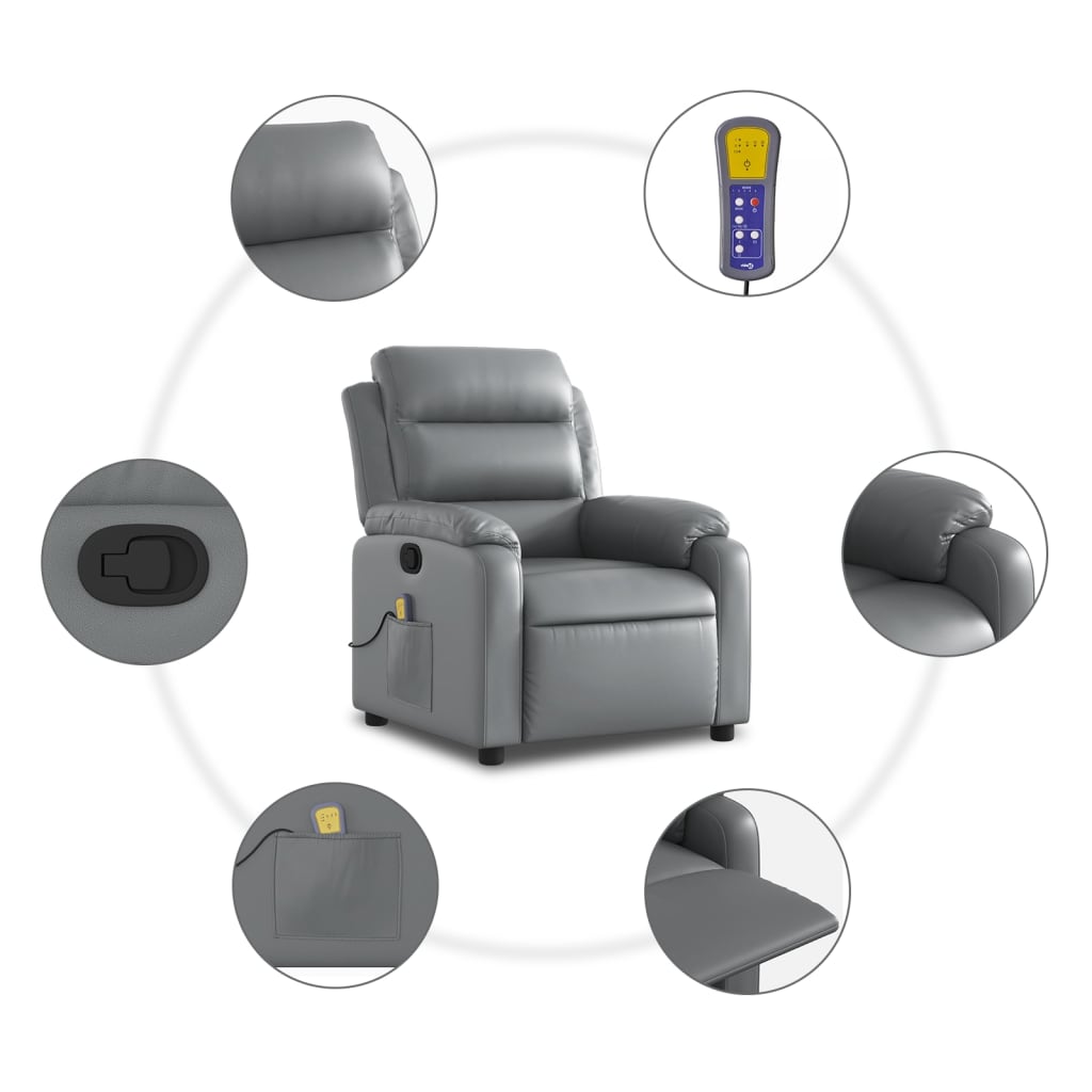 Massagesessel Relaxsessel Grau Kunstleder