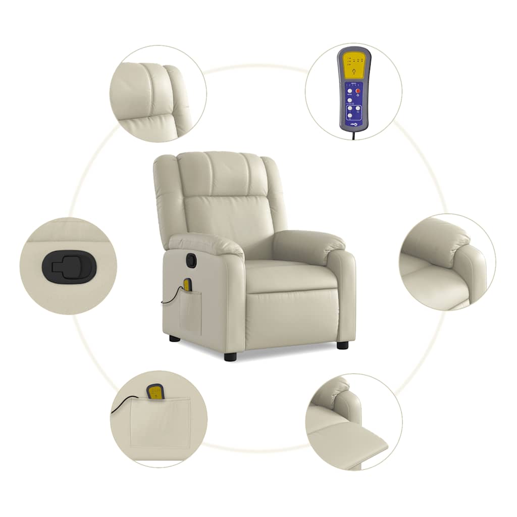 Massagesessel mit Relaxfunktion, Kunstleder, Creme