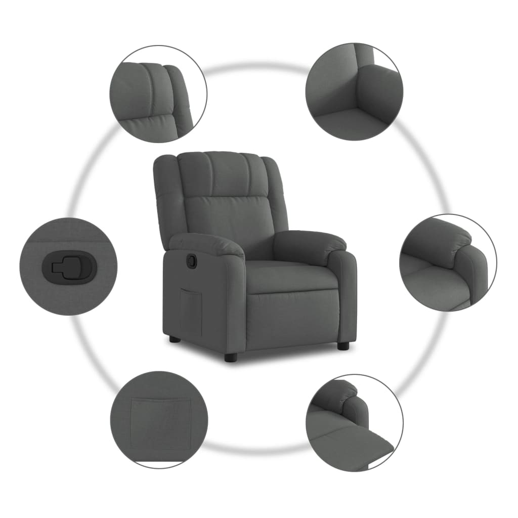 Relaxsessel, Stoff, Dunkelgrau