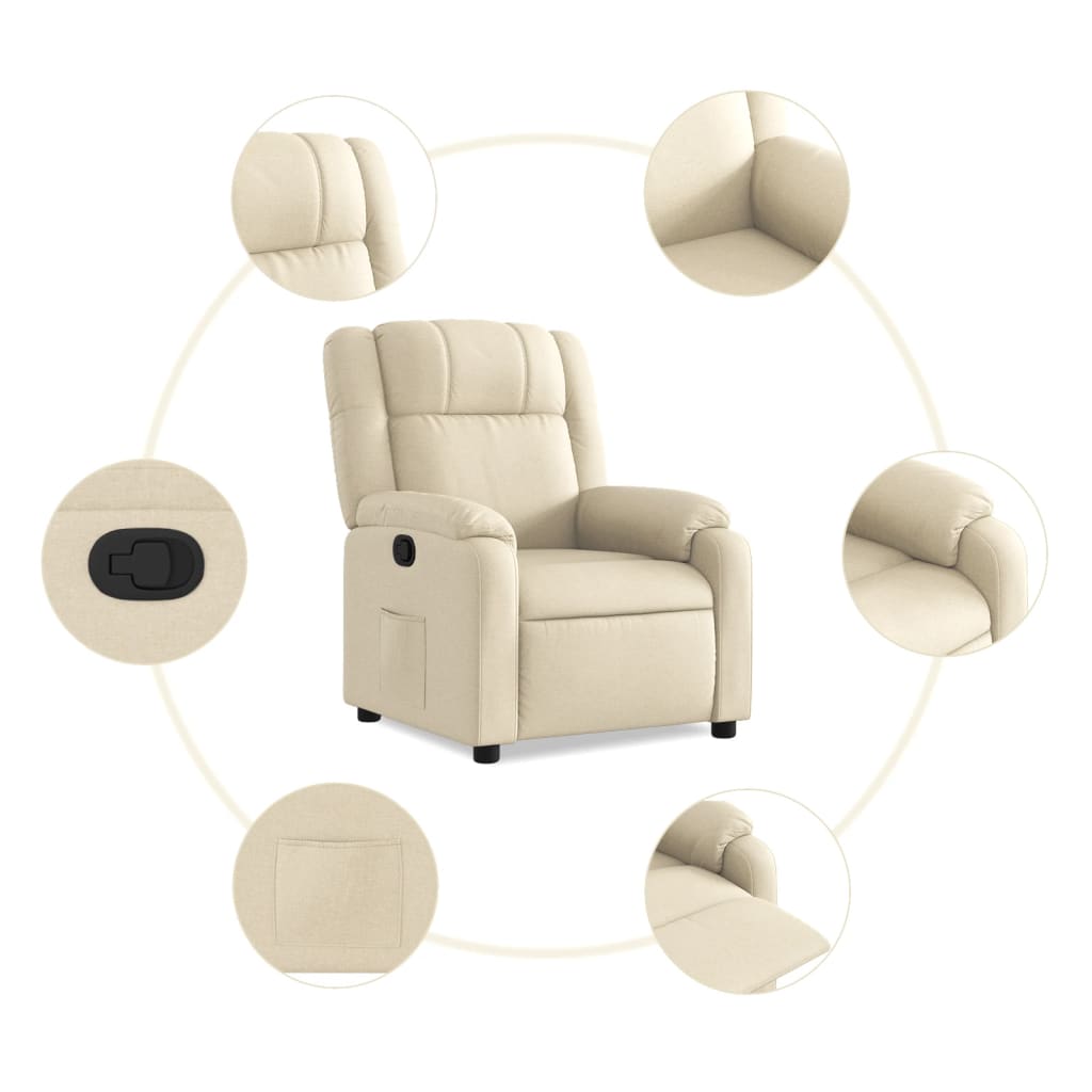 Relaxsessel, cremefarbener Stoff