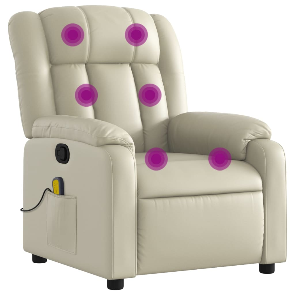 Massagesessel mit Relaxfunktion, Kunstleder, Creme
